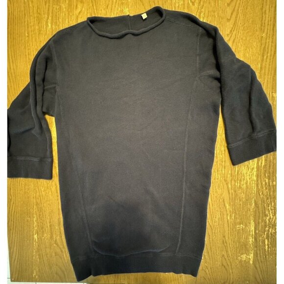 Vince Women Navy Brushed Cotton Oversized Mini Sweater Dress Small Roll Neck - Picture 3 of 10